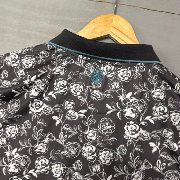 G Fore Black Floral Short Sleeve Performance Golf Polo Shirt Men’s Medium - Picture 5 of 5
